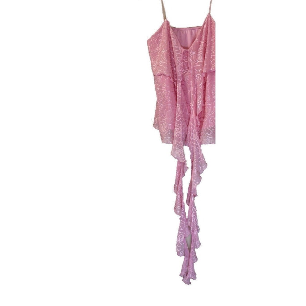 Coquette Babydoll Top XL Lace Mesh Sheer Tank Asymmetrical Frilly Cami Mermaid